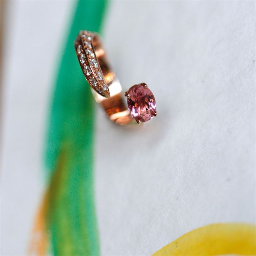 Anello 'Solis' due elementi in oro rosa e tormalina SOLIS | AN2 TORM PVRO CT.0,60 + 0,30